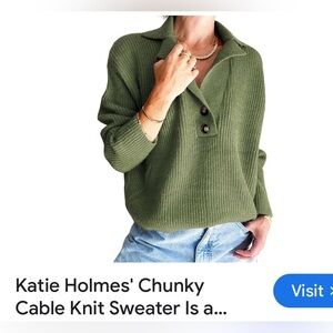 Lillusory long sleeve v neck with collar sweater.